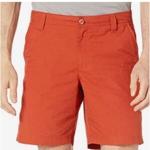 Columbia Washed Out Burnt Orange Flat Front Shorts Sz 32 Waist